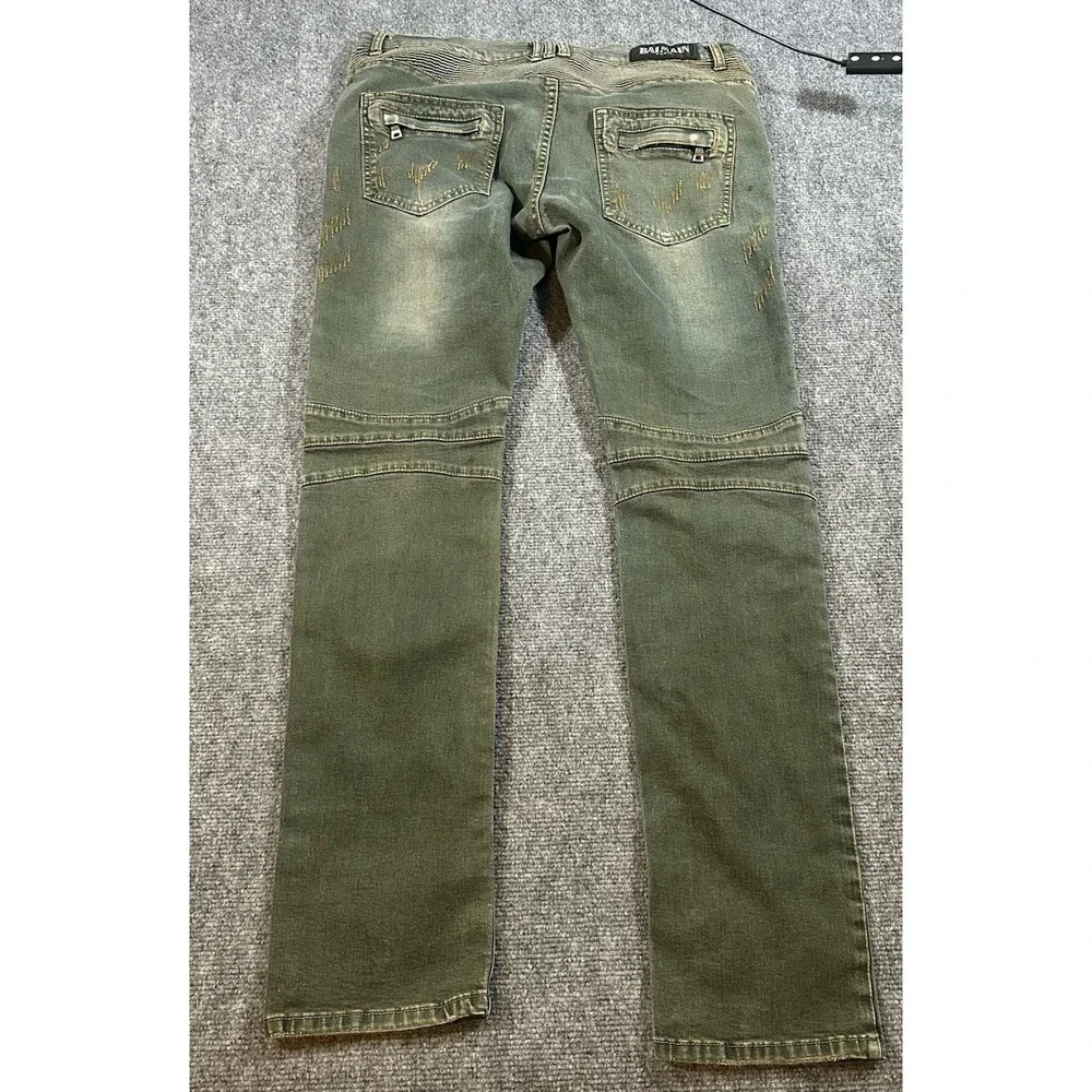 Balmain Paris 34x31 Moto Biker Distressed Slim Designer Jeans Made In Italy